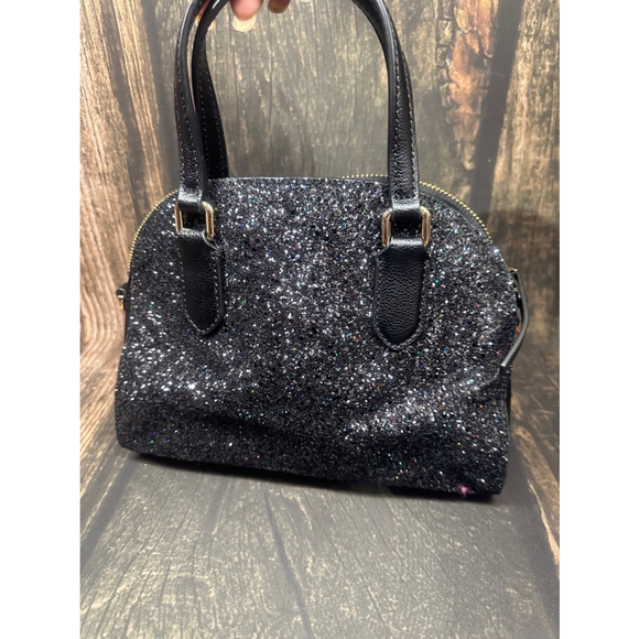 Kate Spade Laurel Way Black Glitter Mini Reiley Satchel 001 Black - Picture 4 of 9